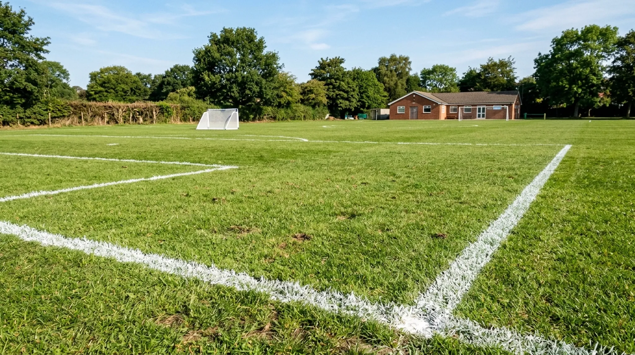 An aerial view of two full-size 3G pitches beside a clubhouse and car park